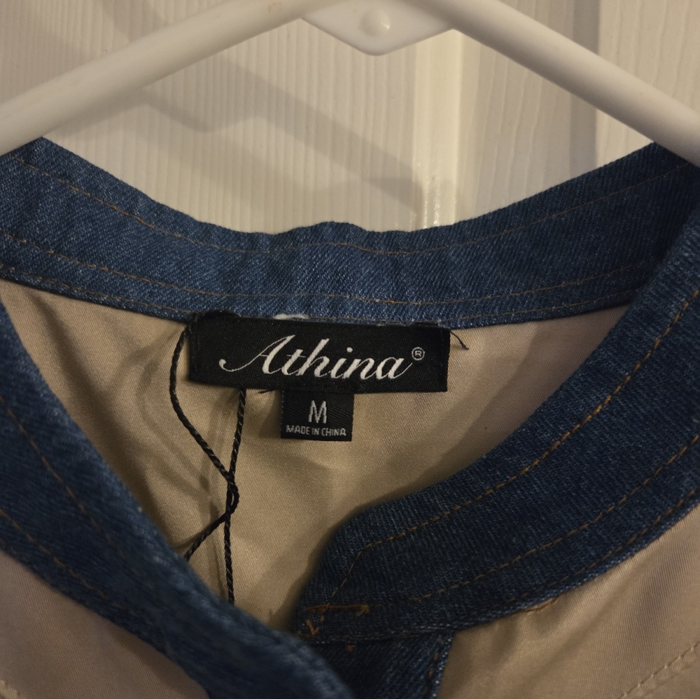 NWOT!!! Stylish Tan and Blue Jumpsuit - Picture 2 of 3